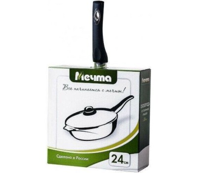 Сковорода МЕЧТА С24802 Гранит black 24см с несъемной ручкой и стекл. крышкой