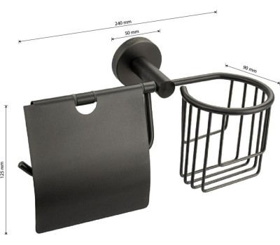 Аксессуары для ванной комнаты и туалета GFMARK 78244 Держатель освежителя воздуха и туалетной бумаги с экраном ГРАФИТ
