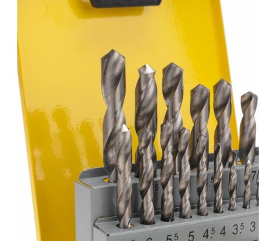 Сверло KRANZ (KR-91-0638) Набор сверл по металлу, 1-10мм (через 0,5мм, 3,2мм, 4,8мм), HSS, цилиндрический хвостовик, металлический кейс, 21 шт.