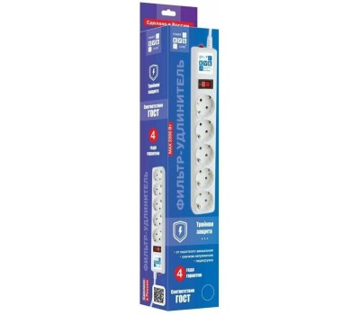 POWERCUBE Сетевой фильтр Power Cube SPG-B-6 white (1,9 м, 5 розеток, 10А) (SPG-B-6-WHITE)