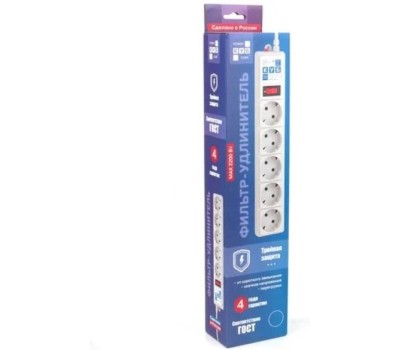 POWERCUBE Сетевой фильтр Power Cube SPG-B-6 white (1,9 м, 5 розеток, 10А) (SPG-B-6-WHITE)