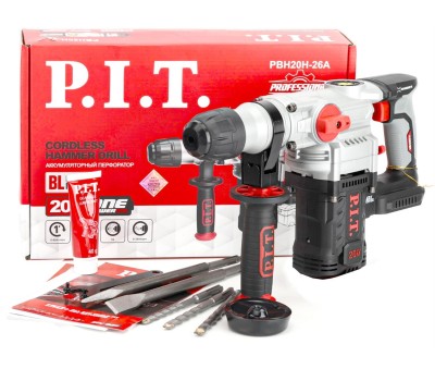 Перфоратор аккумуляторный P.I.T. Перфоратор SDS-Plus аккум. бесщеточный PBH20H-26A SOLO (верт, 20В, 5,0Дж, 3реж, Ø26мм, кор.)