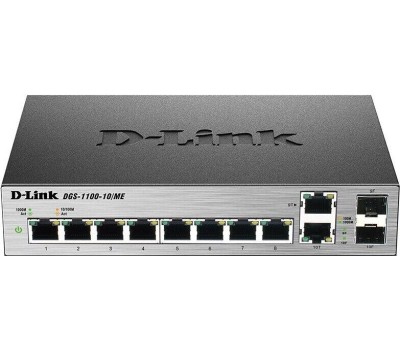 D-LINK SMB D-Link DGS-1100-10/ME/A2A Управляемый L2 коммутатор с 8 портами 10/100/1000Base-T и 2 комбо-портами 100/1000Base-T/SFP