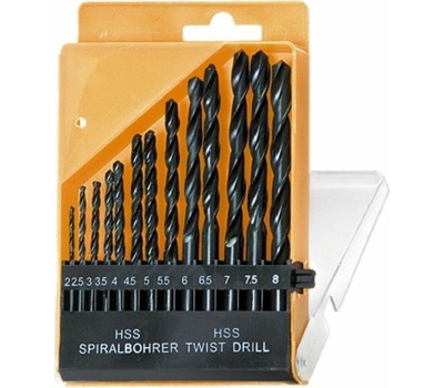 Набор сверл SPARTA Набор сверл по металлу, 2-8 мм, (через 0.5 мм) HSS 13 шт, цилиндрический хвостовик 723355