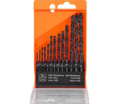 Набор сверл SPARTA Набор сверл по металлу, 2-8 мм, (через 0.5 мм) HSS 13 шт, цилиндрический хвостовик 723355