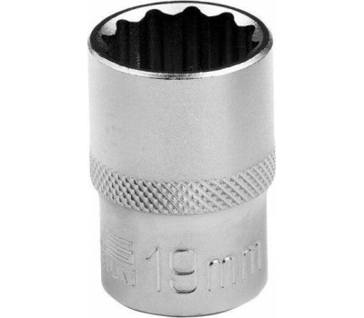 Головка торцевая STELS Головка торцевая, 19 мм, двенадцатигранная, CrV, под квадрат 1/2, хромированная 13665