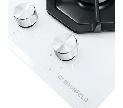 Варочная панель газовая MAUNFELD Газовая варочная панель EGHG.32.2CW/G, 2 конфорки, закаленное стекло, белый