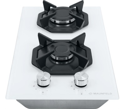 Варочная панель газовая MAUNFELD Газовая варочная панель EGHG.32.2CW/G, 2 конфорки, закаленное стекло, белый