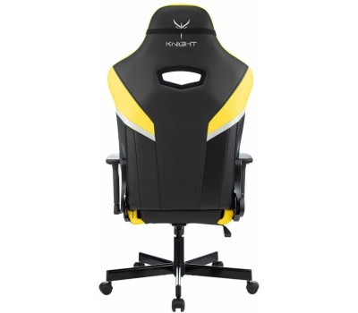 Кресло компьютерное игровое KNIGHT Кресло игровое Thunder 5X, экокожа, до 150кг, регулируемые 3D подлокотники, черный/желтый