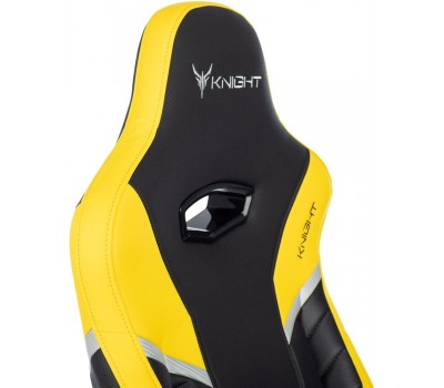 Кресло компьютерное игровое KNIGHT Кресло игровое Thunder 5X, экокожа, до 150кг, регулируемые 3D подлокотники, черный/желтый