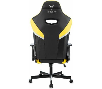 Кресло компьютерное игровое KNIGHT Кресло игровое Thunder 5X, экокожа, до 150кг, регулируемые 3D подлокотники, черный/желтый