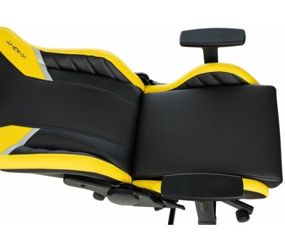 Кресло компьютерное игровое KNIGHT Кресло игровое Thunder 5X, экокожа, до 150кг, регулируемые 3D подлокотники, черный/желтый