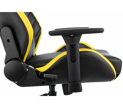 Кресло компьютерное игровое KNIGHT Кресло игровое Thunder 5X, экокожа, до 150кг, регулируемые 3D подлокотники, черный/желтый