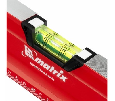 Уровень MATRIX Уровень алюминиевый, магнит, фрезерованный, 3 глазка (1 зеркальный) двухкомпонентные рукоятки, 1000 мм 34733