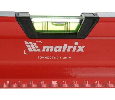 Уровень MATRIX Уровень алюминиевый, магнит, фрезерованный, 3 глазка (1 зеркальный) двухкомпонентные рукоятки, 1000 мм 34733