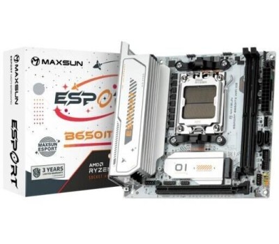 Материнская плата MAXSUN MS-eSport B650ITX WIFI ICE (Socket AM5, mini-ITX, 2*DDR5(96Gb), DP/HDMI, 2*SATA3, 2*M.2, 1*PCIEx16, 4*USB2.0, 2*USB 3.0, LAN 1*2,5G, Bluetooth5.2, Wi-Fi 802.11ax, RTL)
