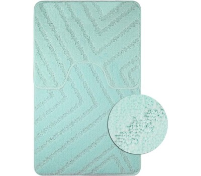 САНАКС - Коврик в ванную КЛАССИК УНИ ПОЛОСКИ двойной, БИРЮЗОВЫЙ, 55х90 + 45х55 см, 100% полиэстер 00286