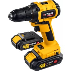 Дрель STEHER CDB-200-2 20В бесщёточная дрель-шуруповерт, 2 АКБ (2Ач), в кейсе