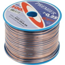PREMIER Кабель акустический SCC-TR CCA, 2х0.25 кв.мм, омедненный, 100м, прозрачный [25-011 100]