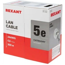 REXANT Кабель информационный 01-0059 кат.5E UTP 4 пары 24AWG нг(А)-HF внутренний 305м серый