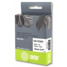 CACTUS Картридж ленточный CS-TZ631 TZe-631 черный на желтом 12x8 для Brother 1010/1260VP/1830VP/9700PC