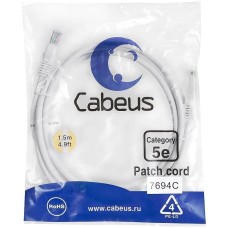 CABEUS Патч-корд PC-UTP-RJ45-CAT.5E-1.5M-WH U/UTP RJ-45 вил.-вилка RJ-45 кат.5E 1.5м белый ПВХ
