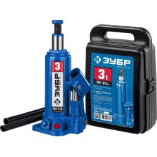 ЗУБР 3 т, 194 - 372 мм, бутылочный гидравлический домкрат в кейсе, Профессионал (43060-3-K)