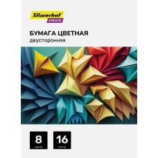 SILWERHOF Бумага цветная двустор. 16л. 8цв. A4 CREATE 50г/м2 скрепка