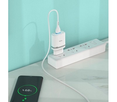 Сетевое ЗУ HOCO (6931474716286) C12Qm QC3.0 White + кабель MICRO USB