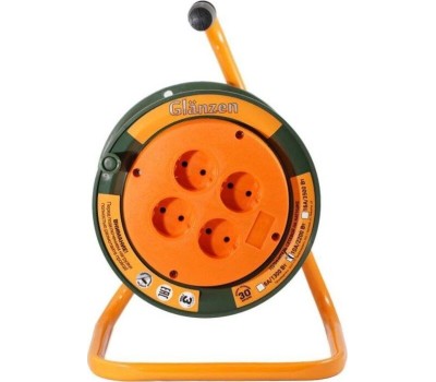 Удлинители GLANZEN EB-30-004, на катушке, б/з, 4 роз - 30м