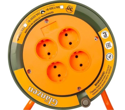 Удлинители GLANZEN EB-30-004, на катушке, б/з, 4 роз - 30м