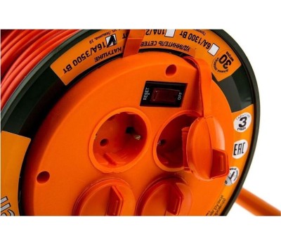 Удлинители GLANZEN EB-30-004, на катушке, б/з, 4 роз - 30м