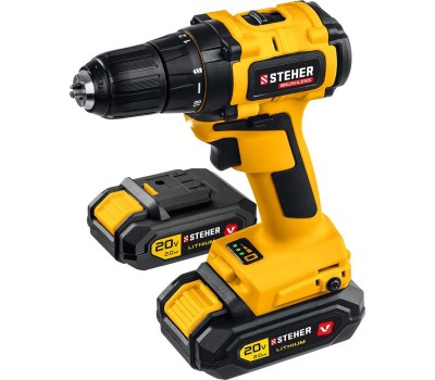 Дрель STEHER CDB-200-2 20В бесщёточная дрель-шуруповерт, 2 АКБ (2Ач), в кейсе