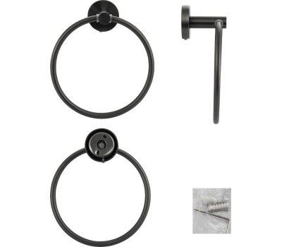 Аксессуары для ванной комнаты и туалета GFMARK 78147 Держатель полотенца круглый, в виде кольца, ГРАФИТ