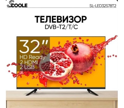 Телевизор SCOOLE SL-LED32S78T2 HD Безрамочный