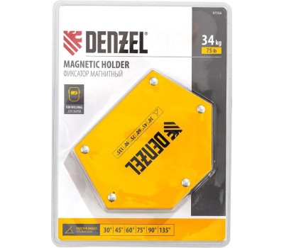 Фиксатор магнитный DENZEL Фиксатор магнитный для сварочных работ усилие 75 LB, 30х45х60х75х90х135 град. Denzel 97556