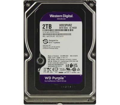 Жесткий диск WESTERN DIGITAL Жесткий диск SATA 2TB 6GB/S 64MB PURPLE WD23PURZ WDC