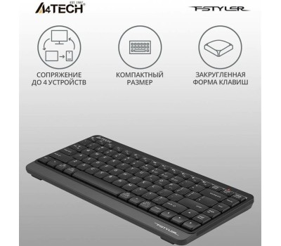 Клавиатура A4TECH Клавиатура Fstyler FBK11, беспроводная, USB, Bluetooth/Радиоканал, мембранная, черный/серый [fbk11 grey]