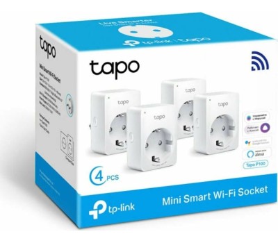 TP-LINK Умная розетка TAPO P100(4-PACK), EU VDE, Wi-Fi, белый