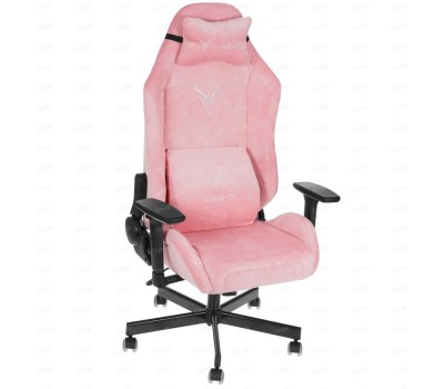 Кресло компьютерное игровое KNIGHT Кресло игровое N1, ткань, до 150кг, регулируемые 3D подлокотники, розовый