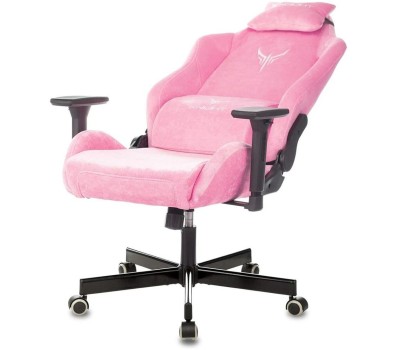 Кресло компьютерное игровое KNIGHT Кресло игровое N1, ткань, до 150кг, регулируемые 3D подлокотники, розовый
