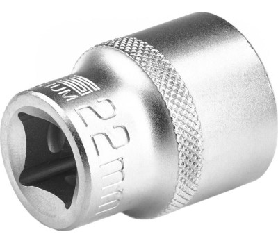 Головка торцевая STELS Головка торцевая, 22 мм, двенадцатигранная, CrV, под квадрат 1/2, хромированная 13668