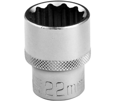 Головка торцевая STELS Головка торцевая, 22 мм, двенадцатигранная, CrV, под квадрат 1/2, хромированная 13668