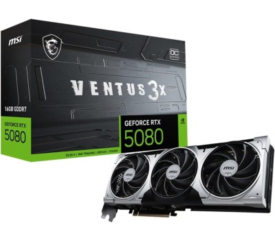 Видеокарта MSI Видеокарта NVIDIA GeForce RTX 5080 RTX 5080 16G VENTUS 3X PLUS 16ГБ Ventus 3X, GDDR7, Ret