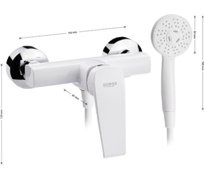 BRIMIX - Смеситель в ДУШ, шаровый, из высокопрочного АБС пластика, ПРЕМИУМ, цвет БЕЛЫЙ. 5935