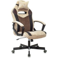 Кресло компьютерное игровое ZOMBIE Кресло игровое VIKING 6 KNIGHT Fabric коричневый/бежевый с подголов. крестов. металл