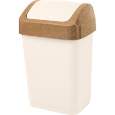 Контейнер SPIN&CLEAN SC480311000 Wood для мусора 12л с крышкой-маятником, сливочный/бук