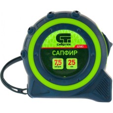 Рулетка СИБРТЕХ Рулетка Сапфир,двухкомпонентный корпус,7,5 м х 25 мм 32583