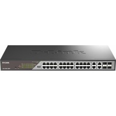 D-LINK Коммутатор DSS-200G-28MP/A1A (L2) 24x1Гбит/с 4xКомбо(1000BASE-T/SFP) 24PoE 24PoE+ 370W настраиваемый