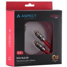 Кабель ASPECT Межблочный кабель RCA-NL2.25, Neon Line, коаксиал, OFC, 2 экрана, 2RCA-2RCA, 2.5м